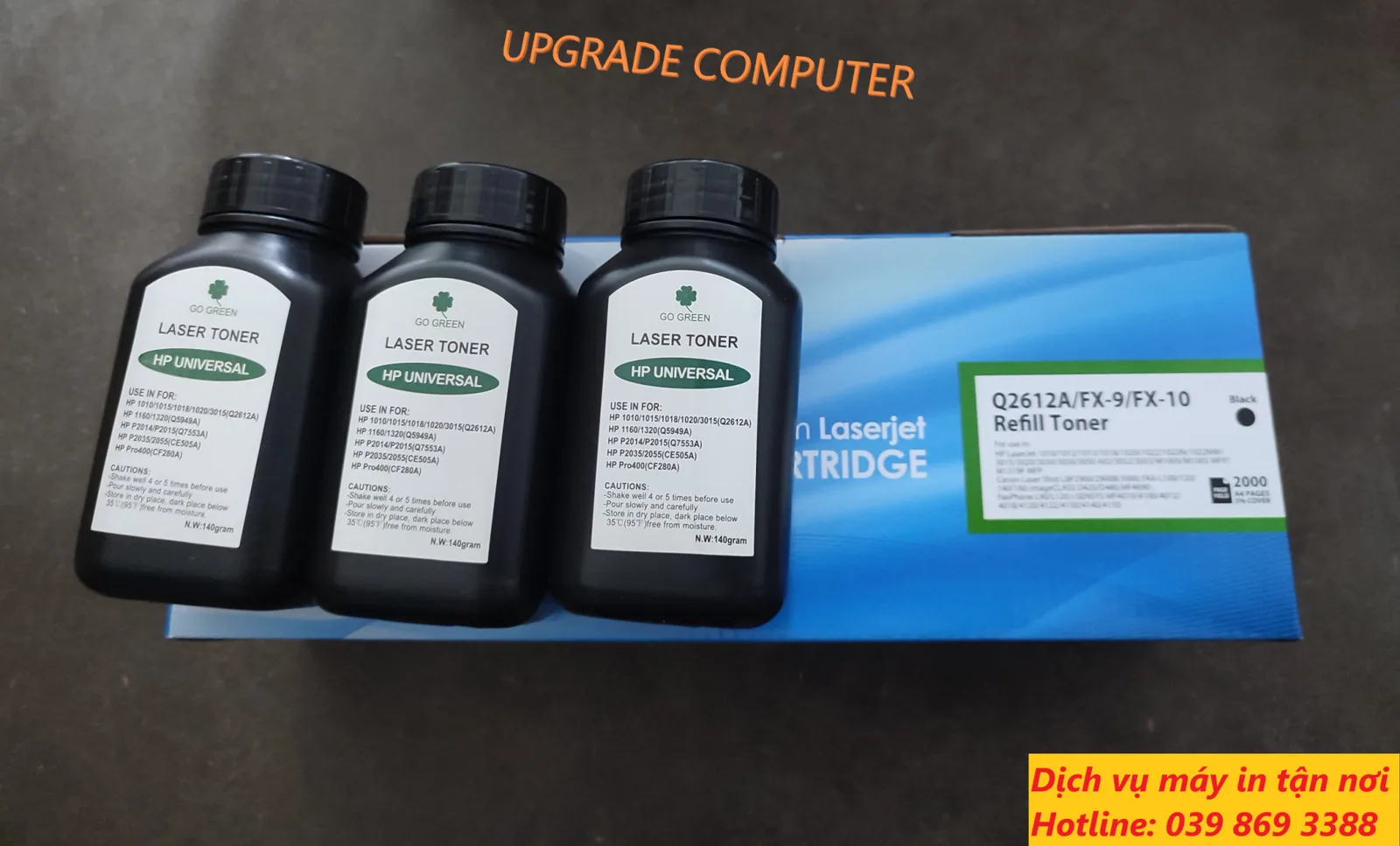 Ba chai mực in laser và hộp mực Laserjet của Upgrade Computer