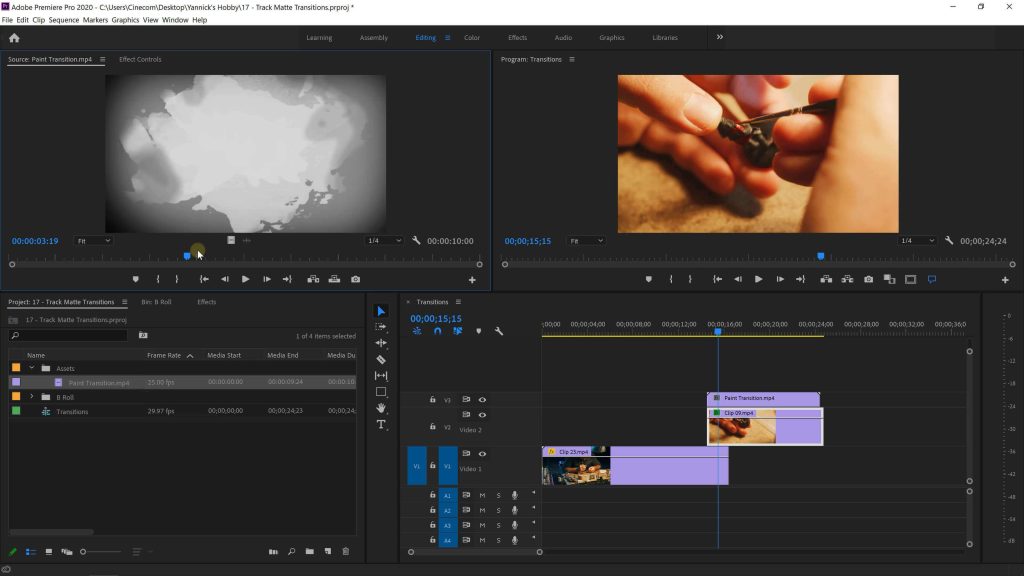 Giao diện Adobe Premiere Pro CC 2020 khi đang chỉnh sửa file